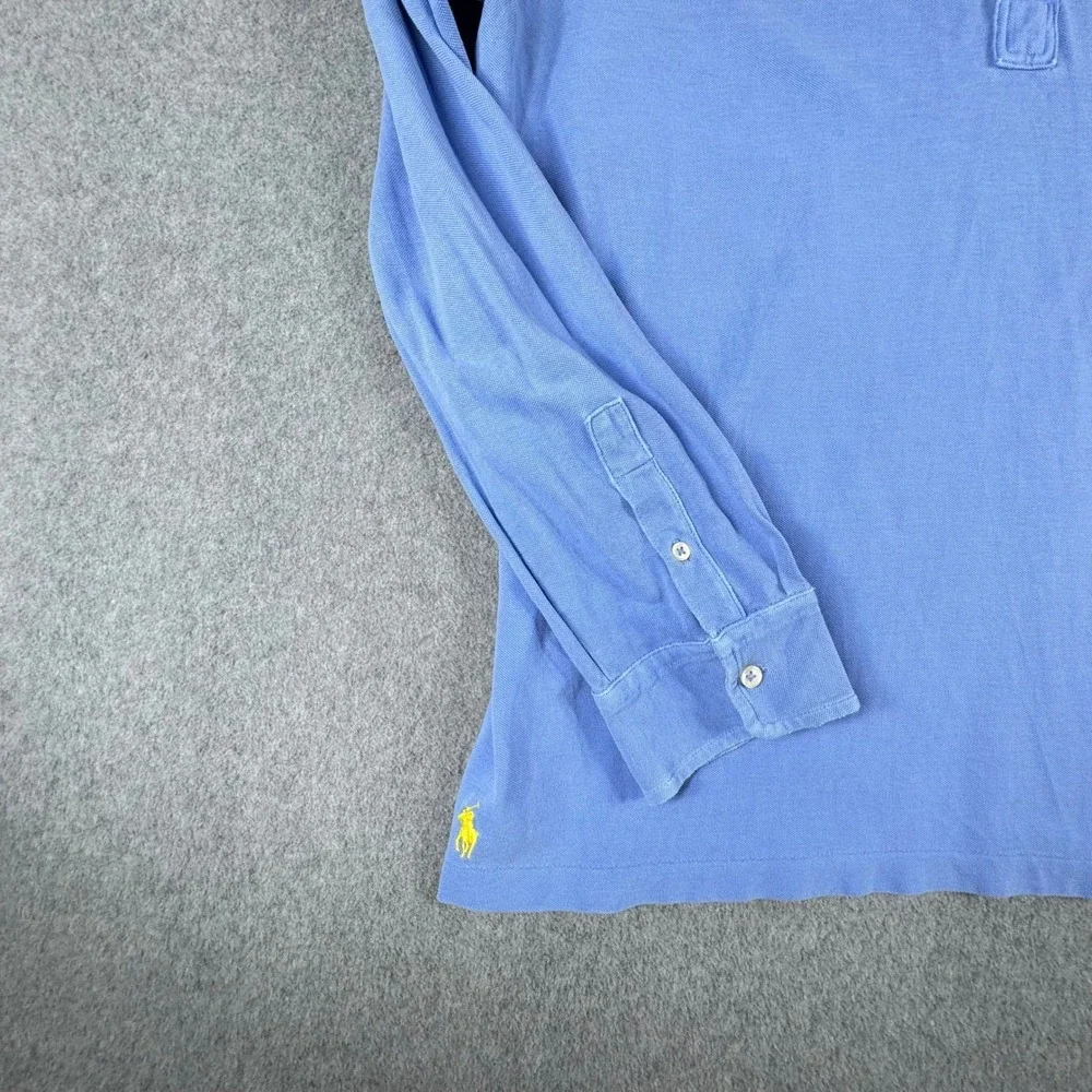 Polo Ralph Lauren Polo Shirt Mens XXL Blue Long Sleeve Featherweight‎ Mesh Logo